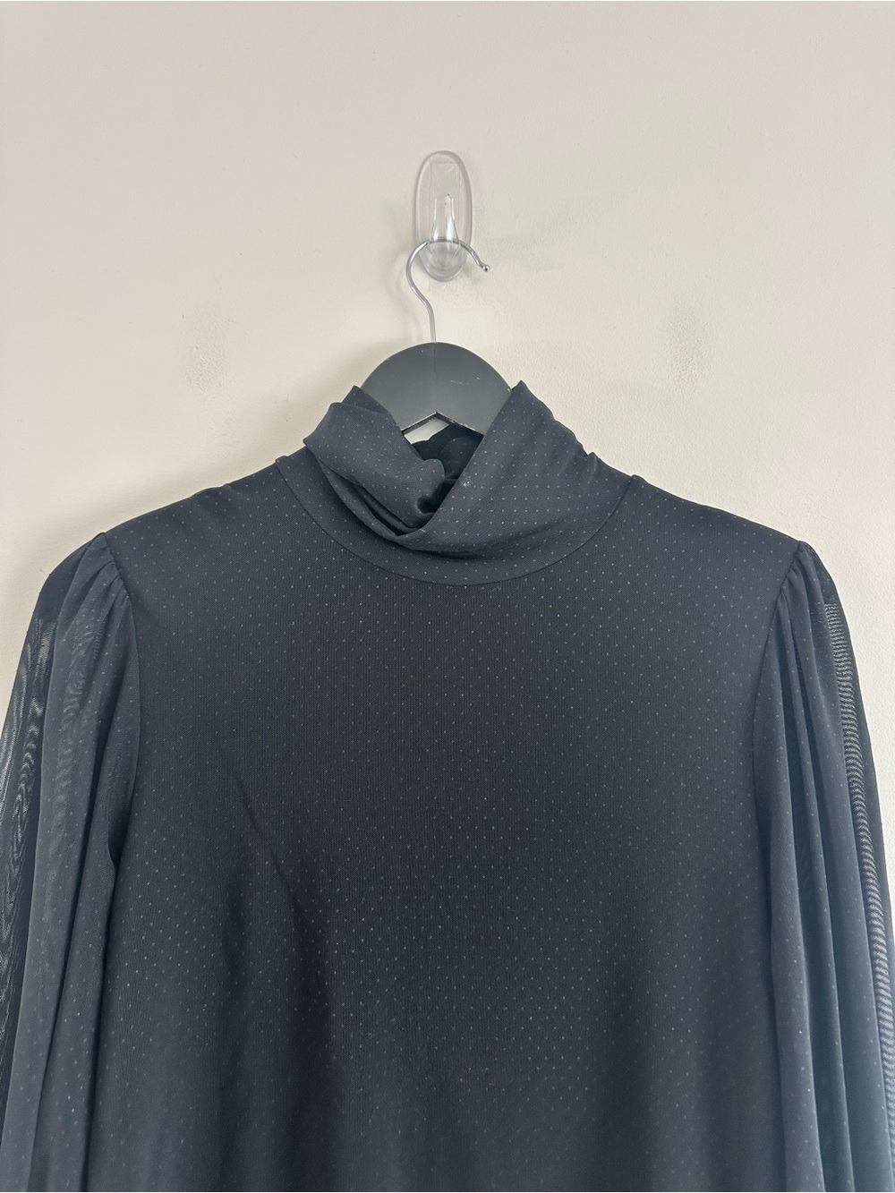 Ganni Addison Turtleneck Mesh Top Black Size EU 42 US 10-12 - Picture 7 of 14